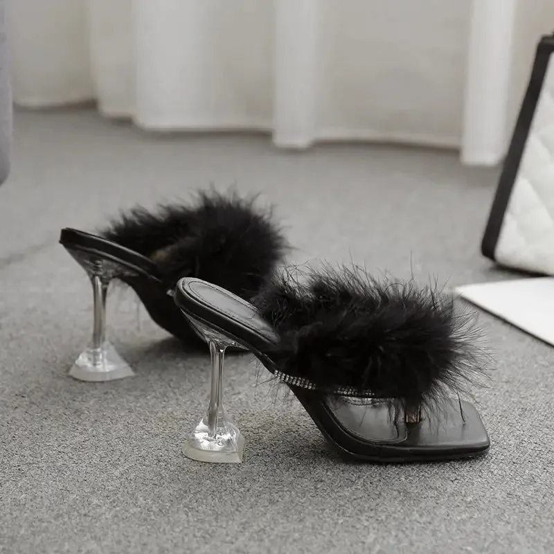 Plush High Heels: 8CM Wine Glass Heel & Color Matching Pattern