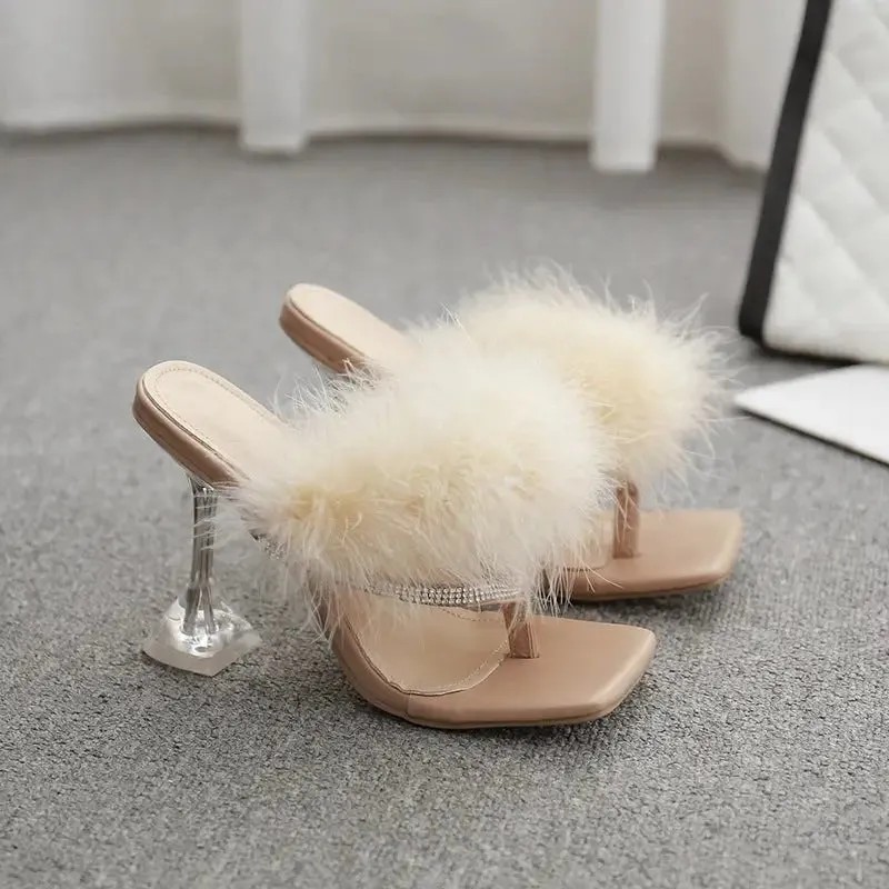 Plush High Heels: 8CM Wine Glass Heel & Color Matching Pattern