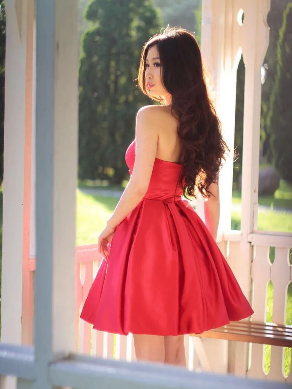 Princess Sweetheart Short Red Prom/Bridesmaid/ Homecoming Dress