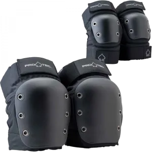 PROTEC KNEE/ELBOW OPEN BACK COMBO SET M-BLACK