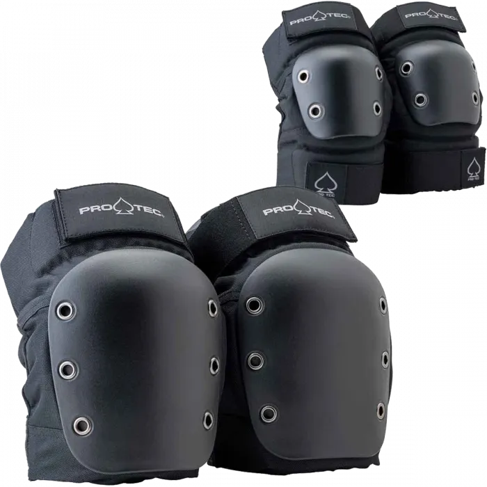 PROTEC KNEE/ELBOW OPEN BACK COMBO SET M-BLACK