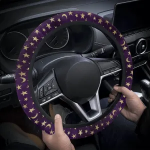 Purple Stars and Moons Car Steering Wheel Cover