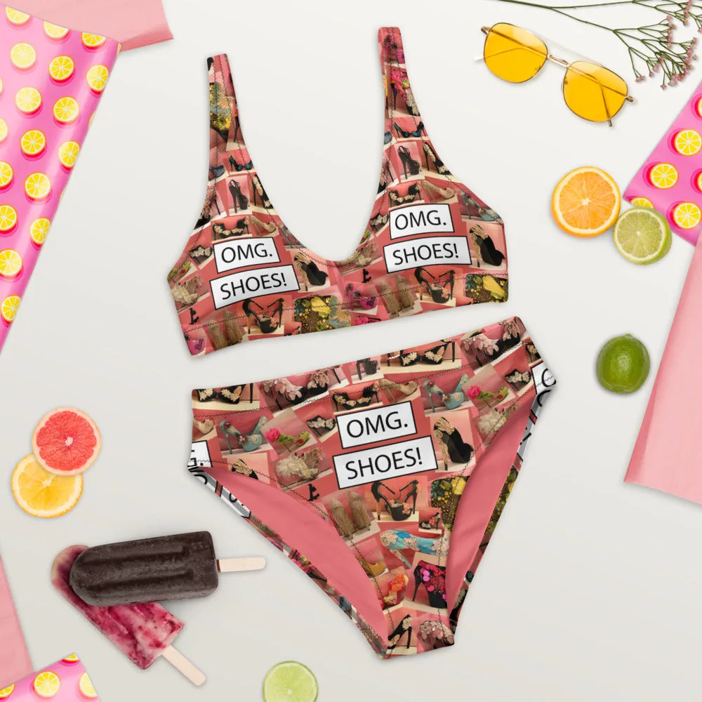 Recycled high-waisted bikini 'OMG. Shoes!'
