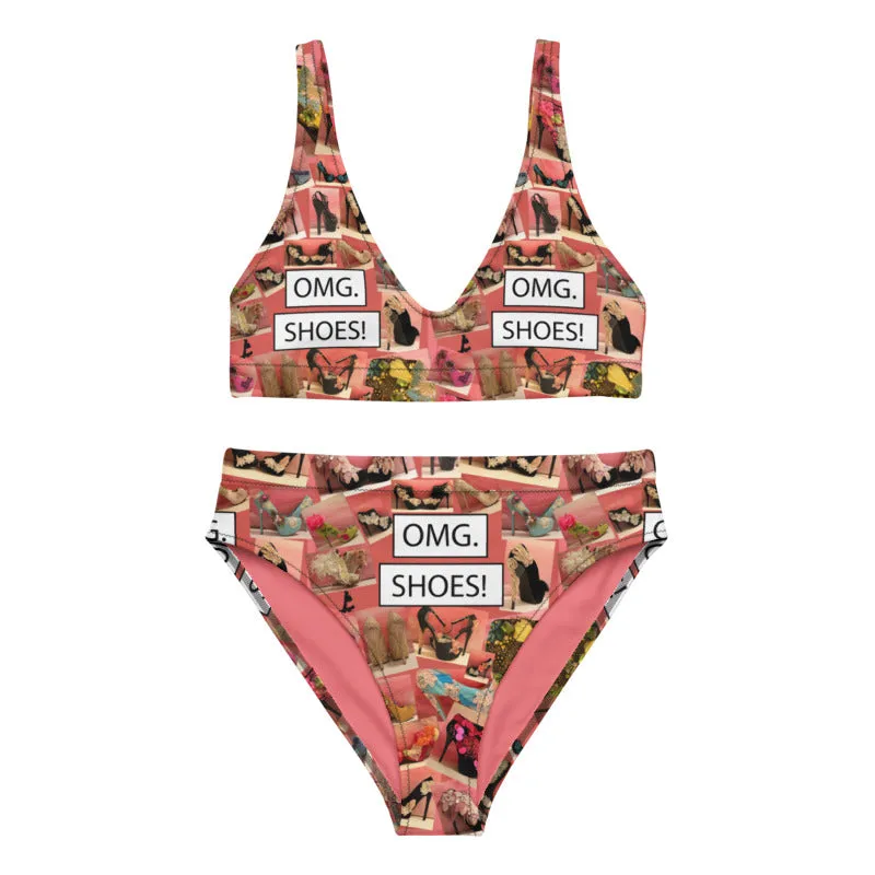 Recycled high-waisted bikini 'OMG. Shoes!'