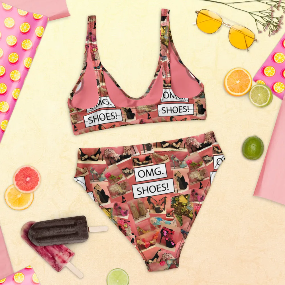 Recycled high-waisted bikini 'OMG. Shoes!'