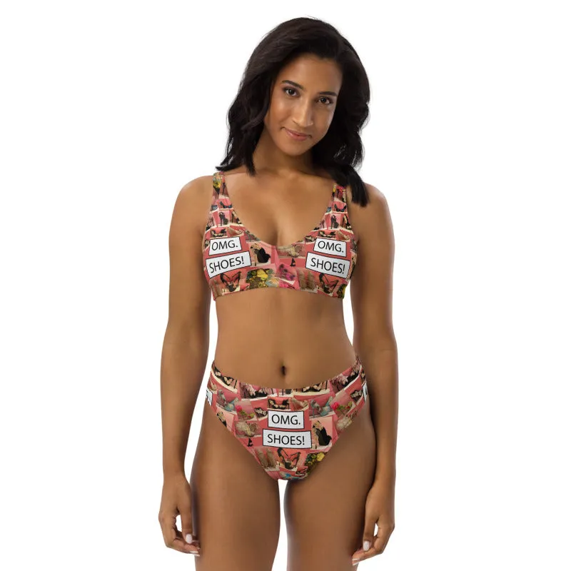 Recycled high-waisted bikini 'OMG. Shoes!'