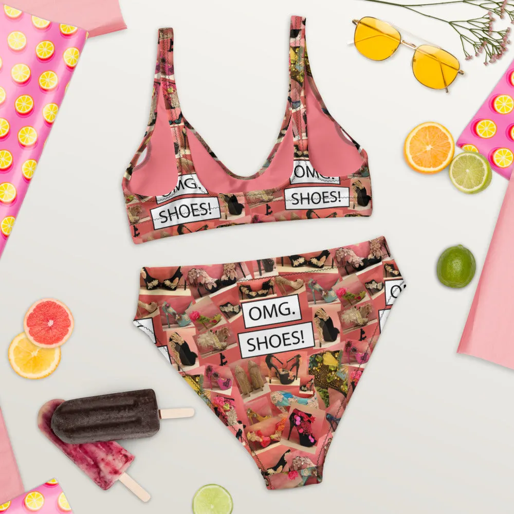Recycled high-waisted bikini 'OMG. Shoes!'