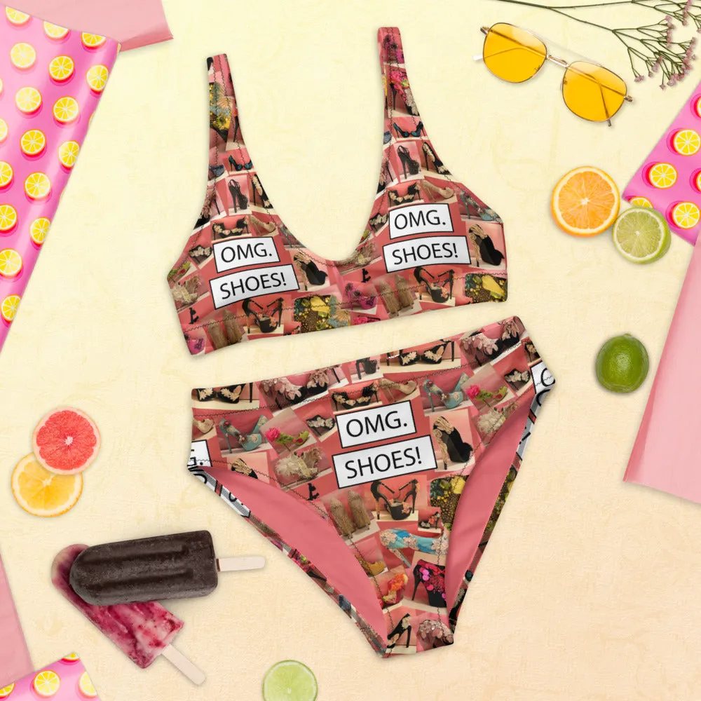 Recycled high-waisted bikini 'OMG. Shoes!'