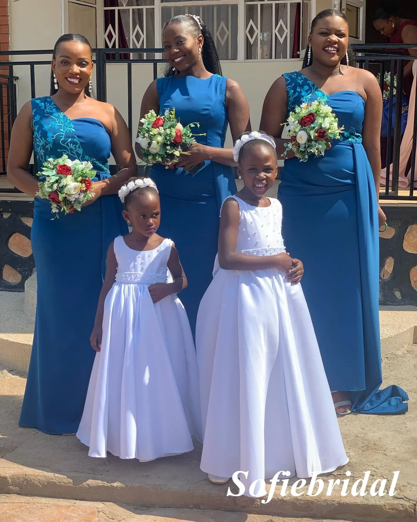 Sexy Mismatched Crepe Fabric Sleeveless Mermaid Floor Length Bridesmaid Dresses With Train, SFWG00598