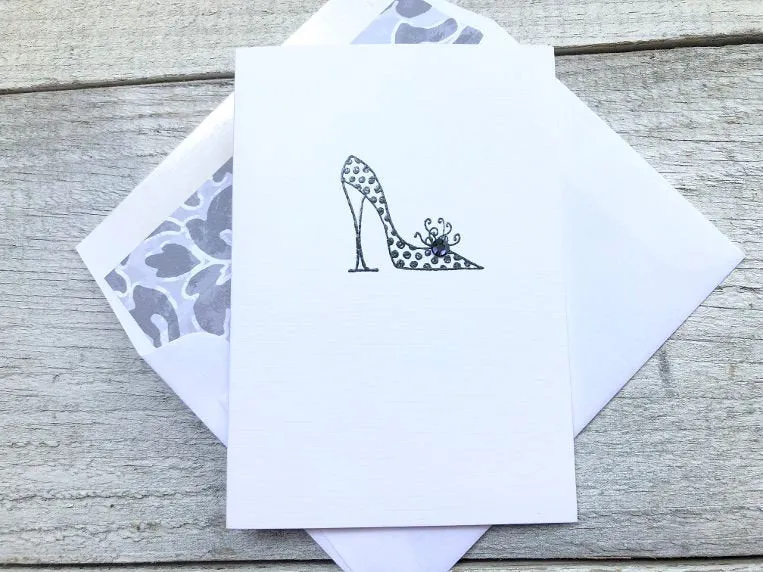 Shoe Cards - Shoe Note Cards - Shoe Stationery - High Heel Cards - High Heel Note Card - High Heel Stationery -  Thank you Notes -Blank Card