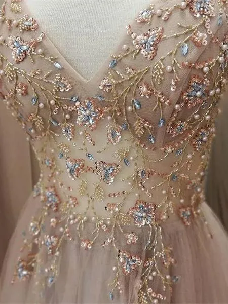 Sparkly Prom Dresses Aline Spaghetti Straps Long Grey Prom Dress TP0922