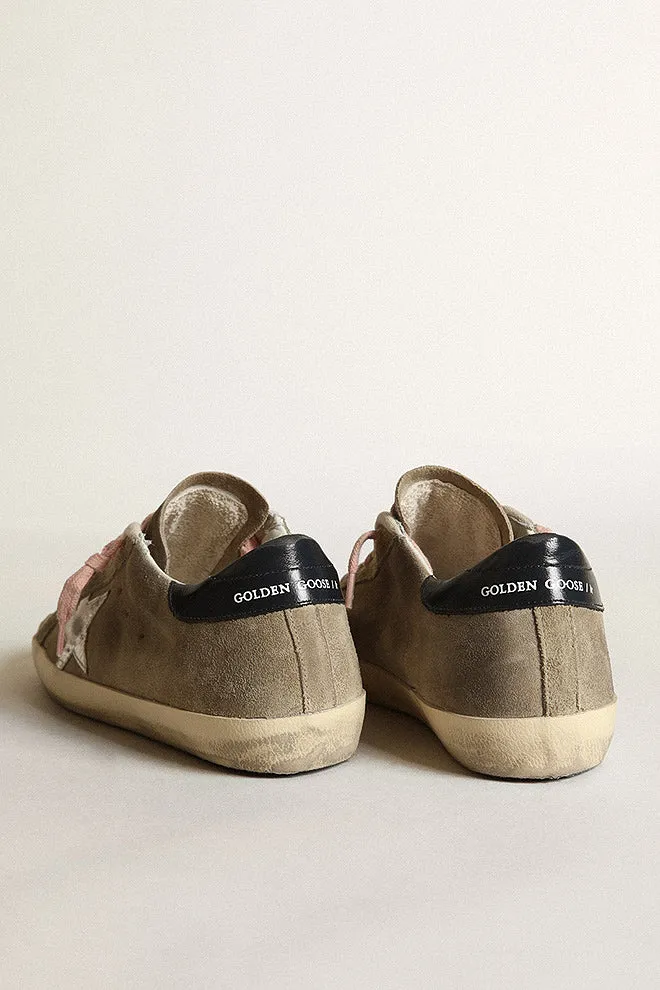 super-star suede, laminated star - taupe/silver/dark blue