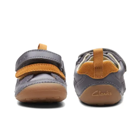 UK 5 Grey and Orange Tiny Fawn Velcro Sneaker