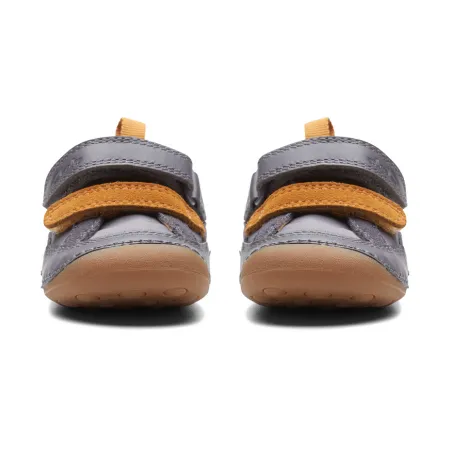UK 5 Grey and Orange Tiny Fawn Velcro Sneaker