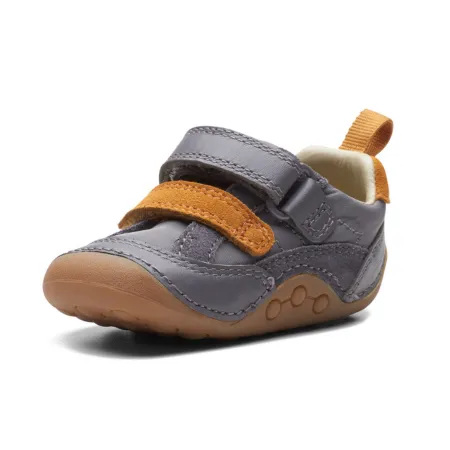 UK 5 Grey and Orange Tiny Fawn Velcro Sneaker