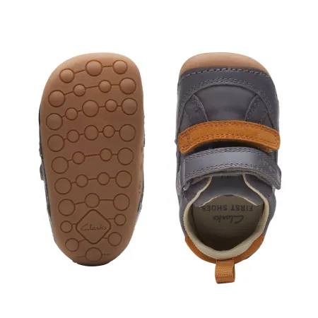 UK 5 Grey and Orange Tiny Fawn Velcro Sneaker