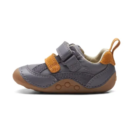 UK 5 Grey and Orange Tiny Fawn Velcro Sneaker
