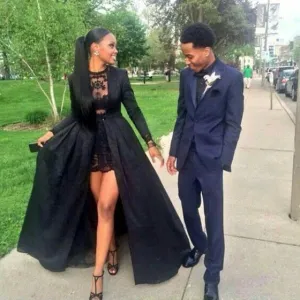Unique Long Sleeve Jacket with Lace Skirt Under Prom/Under Dress 2018