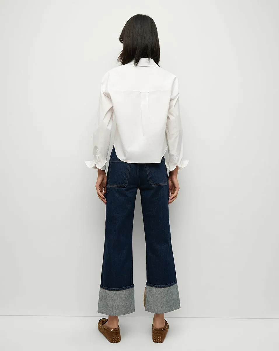Veronica Beard Dylan Cuffed Cargo Straight-Leg Jean in Indigo Rinse