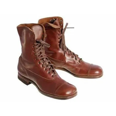 Vintage Brown Leather Boots Early  1920s Girls/Boys  Cap Toe